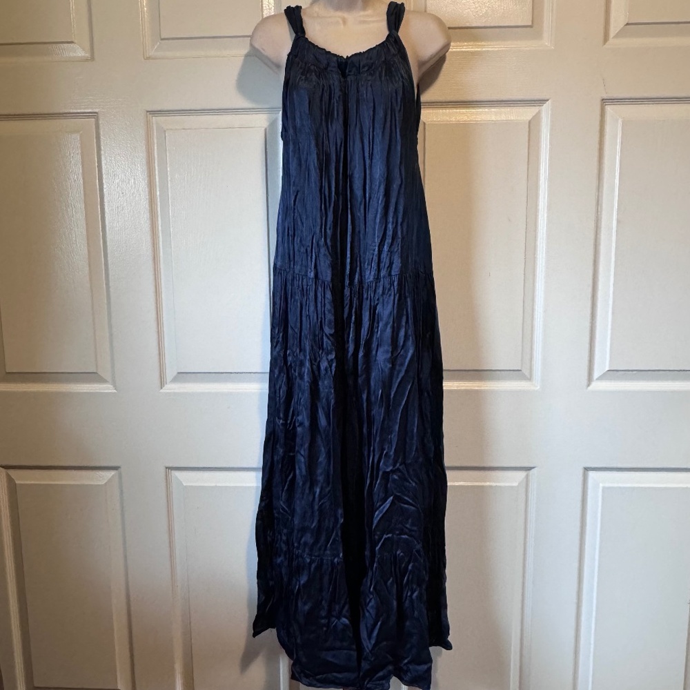 GREEK ARCHAIC KORI OVERSIZE NAVY VISCOSE MAXI DRESS